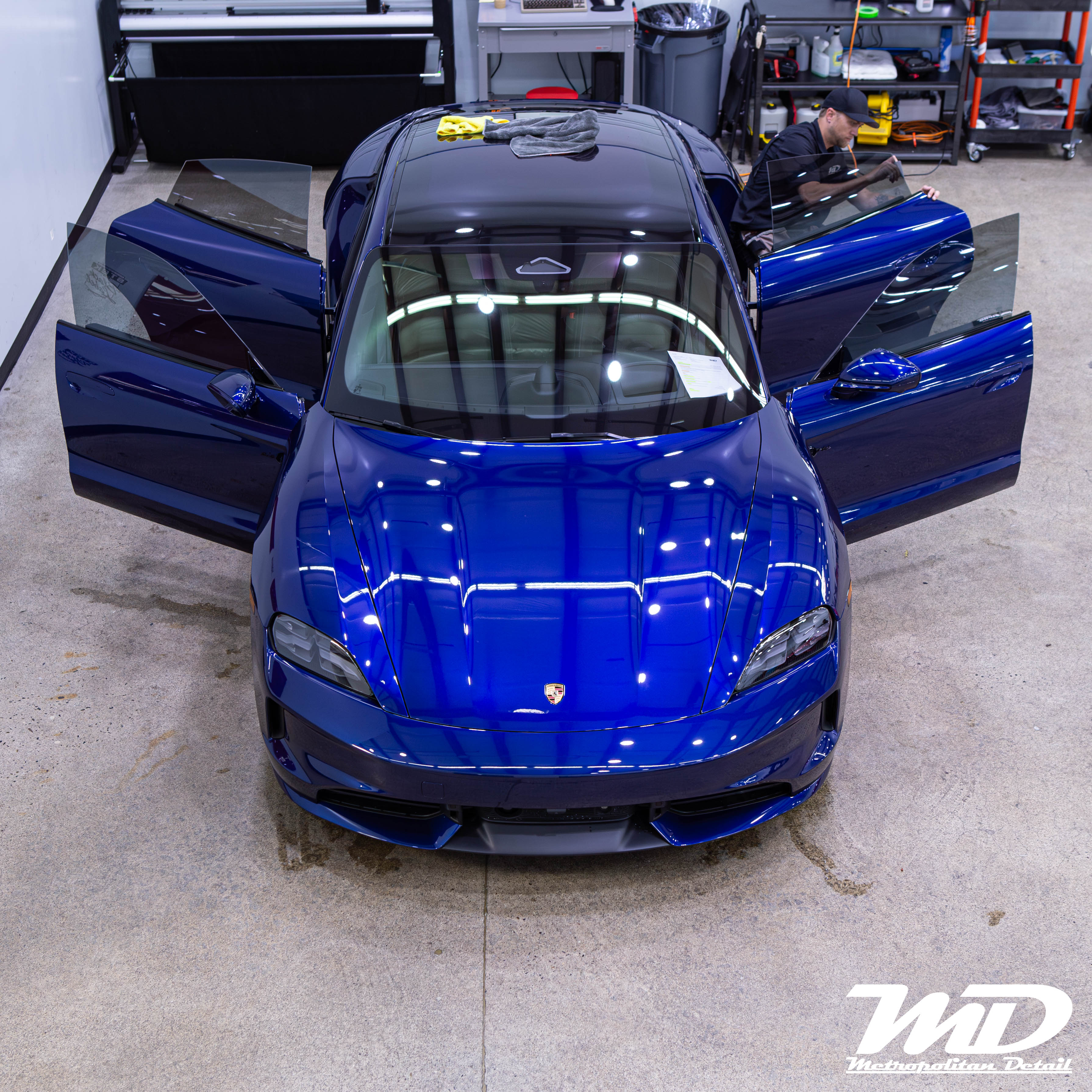 Porsche Taycan with ceramic tint at Metropolitan Detail